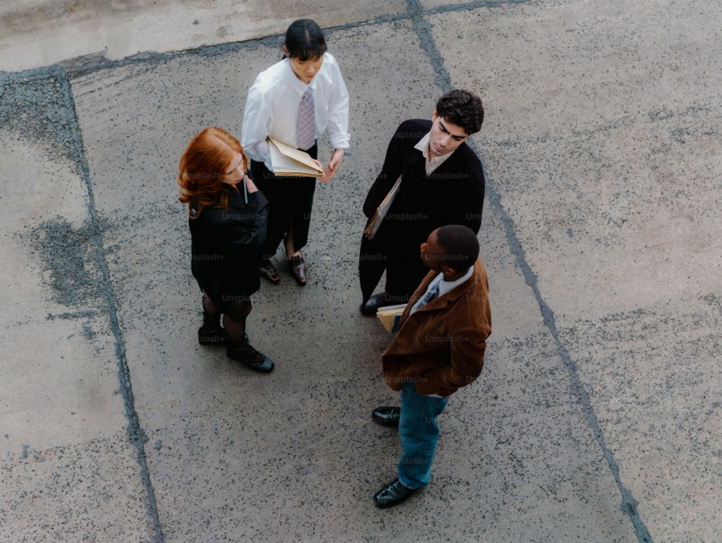 A group of bail experts is standing.
